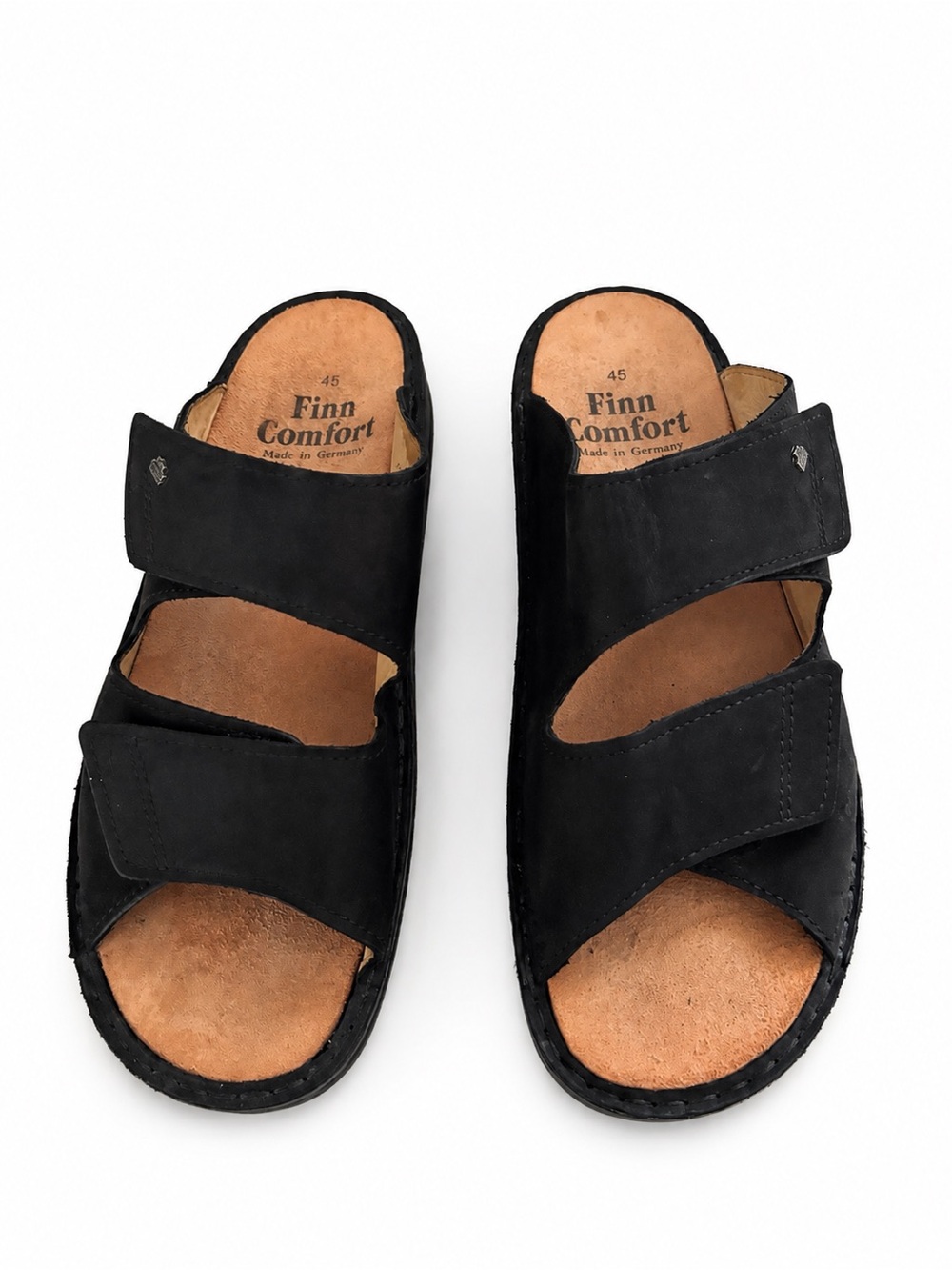 Finn Comfort Black Leather Comfort Sandals – EU 45 Made in Germany
